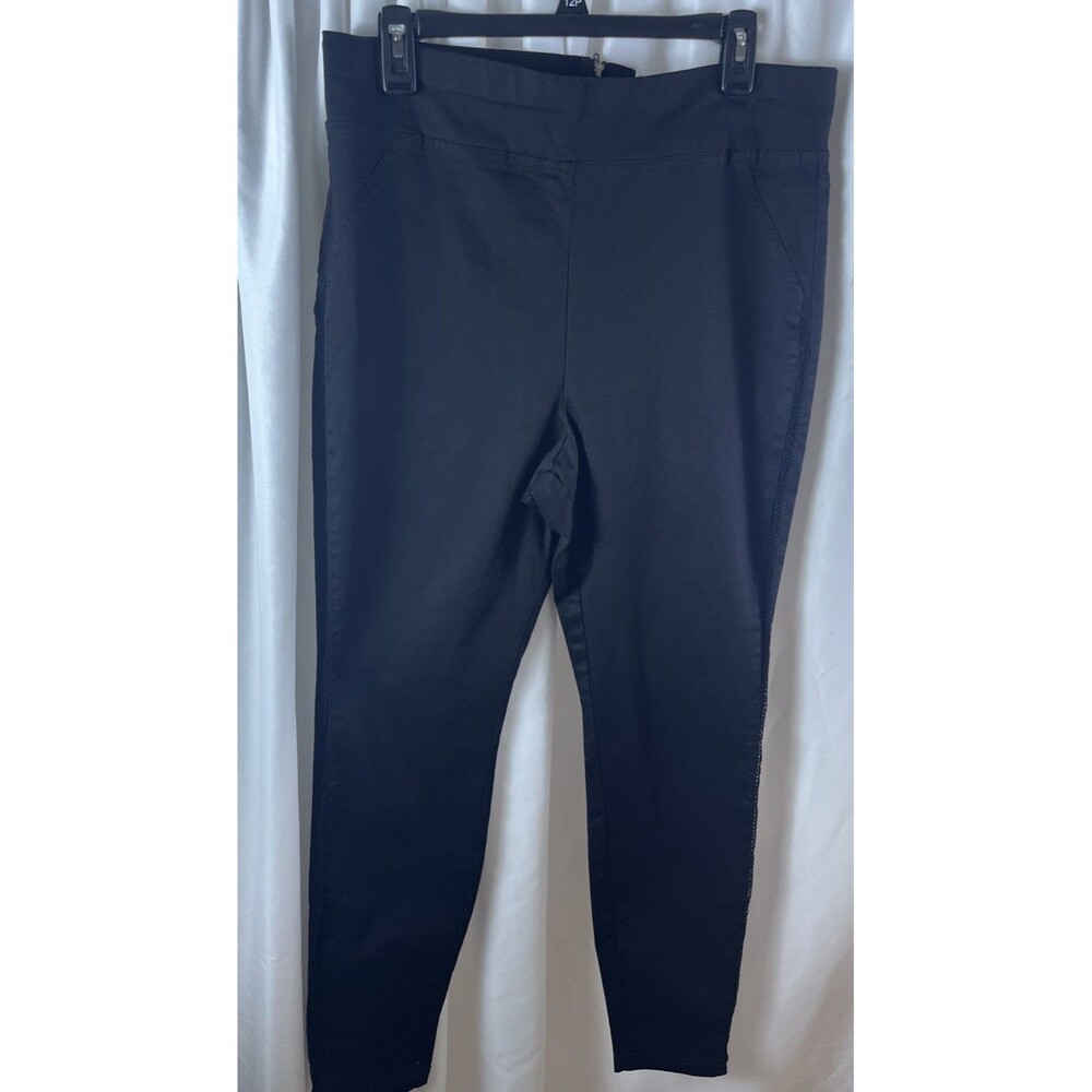 Hue Women’s Plus Black Zip Mesh Tuxedo Leggings Size 1X Casual